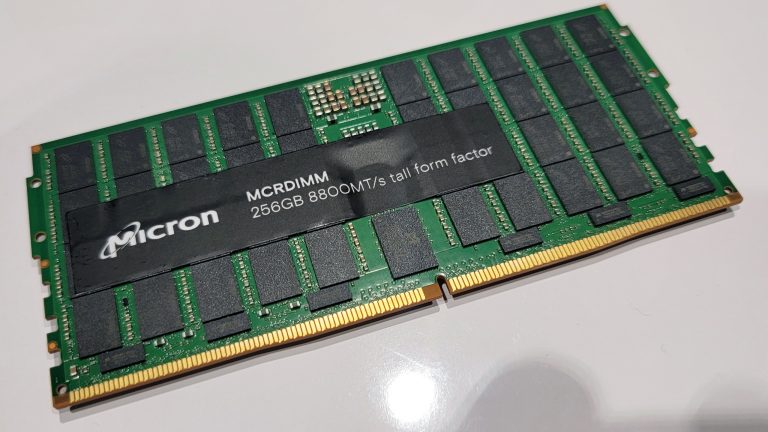 Micron shows massive 256GB DDR5-8800 memory sticks — High-capacity double-height 20-watt MCRDIMM modules come in different flavors